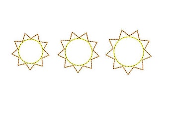 Sun feltie embroidery design, Sun patch machine embroidery file