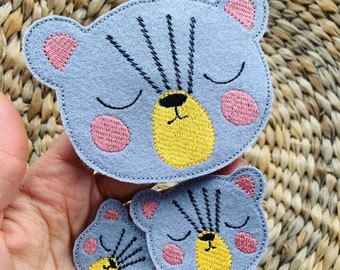 ITH bear feltie embroidery design, Woodland animal feltie file, Boho bear embroidery