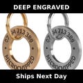 Custom Pet ID Tag – Deep Engraved Round Brass & Stainless Steel ID for Dogs and Cats