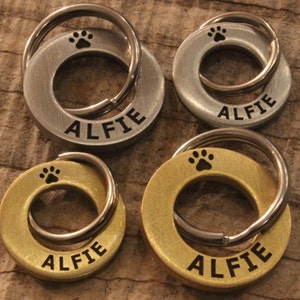 Round Solid Brass and Stainless Steel, Deep Engraved, Custom Pet ID Tag, Dog Tag,Cat Tag, Puppy ID Tag, Personalised Pet Tag, Funky Pet ID image 2