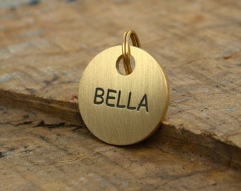 Round Solid Brass, Small or Large, Deep Engraved, Custom Pet ID Tag, Dog Tag,Cat Tag, Puppy ID Tag, Personalised Pet Tag