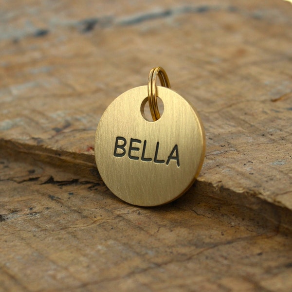 Round Solid Brass, Small or Large, Deep Engraved, Custom Pet ID Tag, Dog Tag,Cat Tag, Puppy ID Tag, Personalised Pet Tag