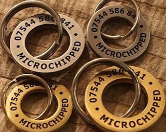 Round Solid Brass and Stainless Steel, Deep Engraved, Custom Pet ID Tag, Dog Tag, Cat Tag, Puppy ID Tag, Personalised Pet Tag, Funky Pet ID