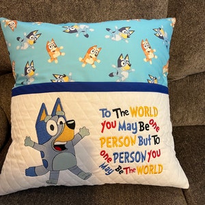 Logo Blueys And Bingo Square Pillowcases Sofa Cushion Cover Funny