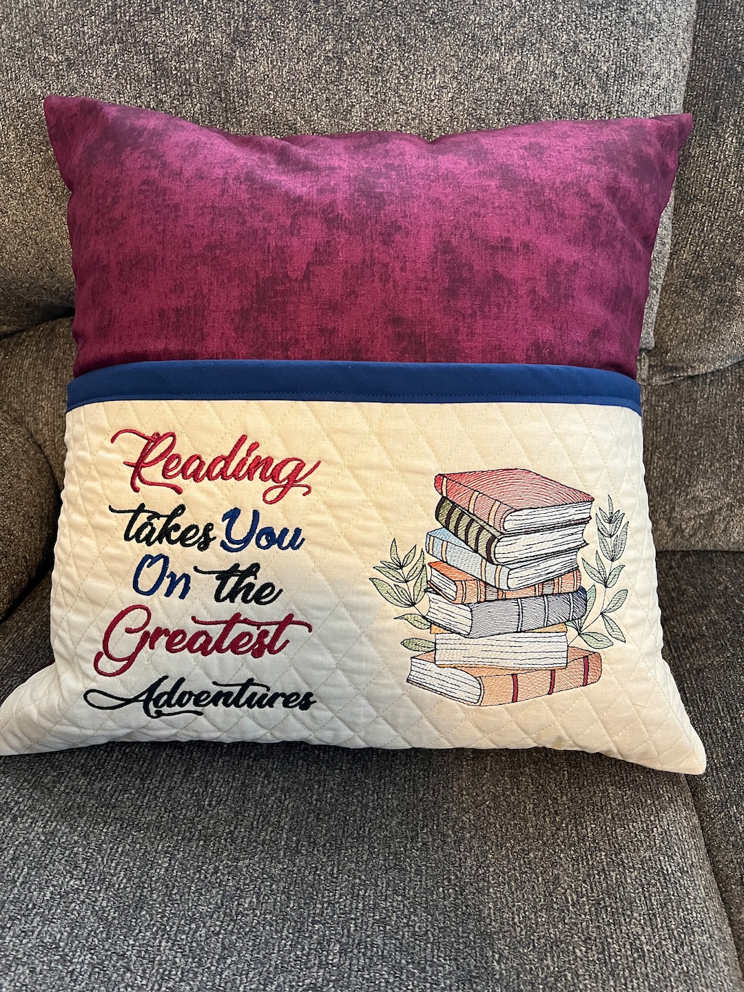 Stacked Books Reading Pillow Etsy