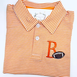 Boys Orange Stripe Polo Short Sleeve Quality Soft Cotton Blend Sizes 18 mo, 2t, 3t, 4t, 5t, 6, 7, 8, 10