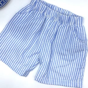 Boys’ Light Blue Seersucker Shorts Boutique Quality Cotton 6m, 12m, 18 mo, 2t, 3t, 4t, 5t, 6. Custom Shirts made to match sold separately.
