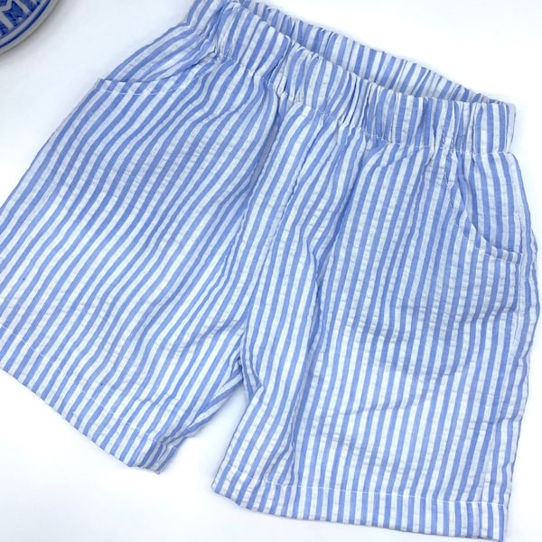 Boys’ Light Blue Seersucker Shorts Boutique Quality Cotton 6m, 12m, 18 mo, 2t, 3t, 4t, 5t, 6. Custom Shirts made to match sold separately.