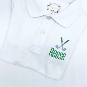 Monogrammed Golf Polo: Boys&#39; White Cotton Pique Shirt
