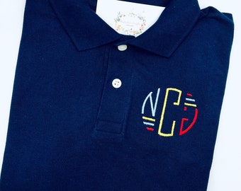 Personalized Navy Blue Short Sleeve Polo Boys Monogram Quality Cotton Sizes 18 mo, 2t, 3t, 4t, 5t, 5/6, 7/8, 10/12