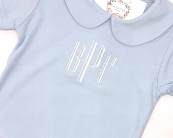 Peter Pan Baby Blue Boys Toddler Short or Long Sleeve Shirt Quality Interlock Cotton Sizes 12m-10yr