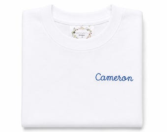Boys Girls T Shirt Unisex Hand Letter Monogram SS or LS Boutique Quality Cotton White. Custom Colors. 12 mo - 10