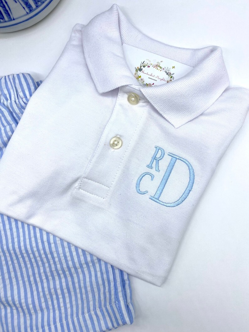 Personalized Stacked Monogrammed White Polo Boys Toddler - Etsy