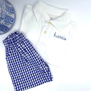 Boys White Polo Boys Toddler Name on Collar or chest. Shirt only. Quality Cotton Pique Sizes 18 mo, 2t, 3t, 4t, 5t, 5/6, 7/8, 10/12, 14/16 image 4