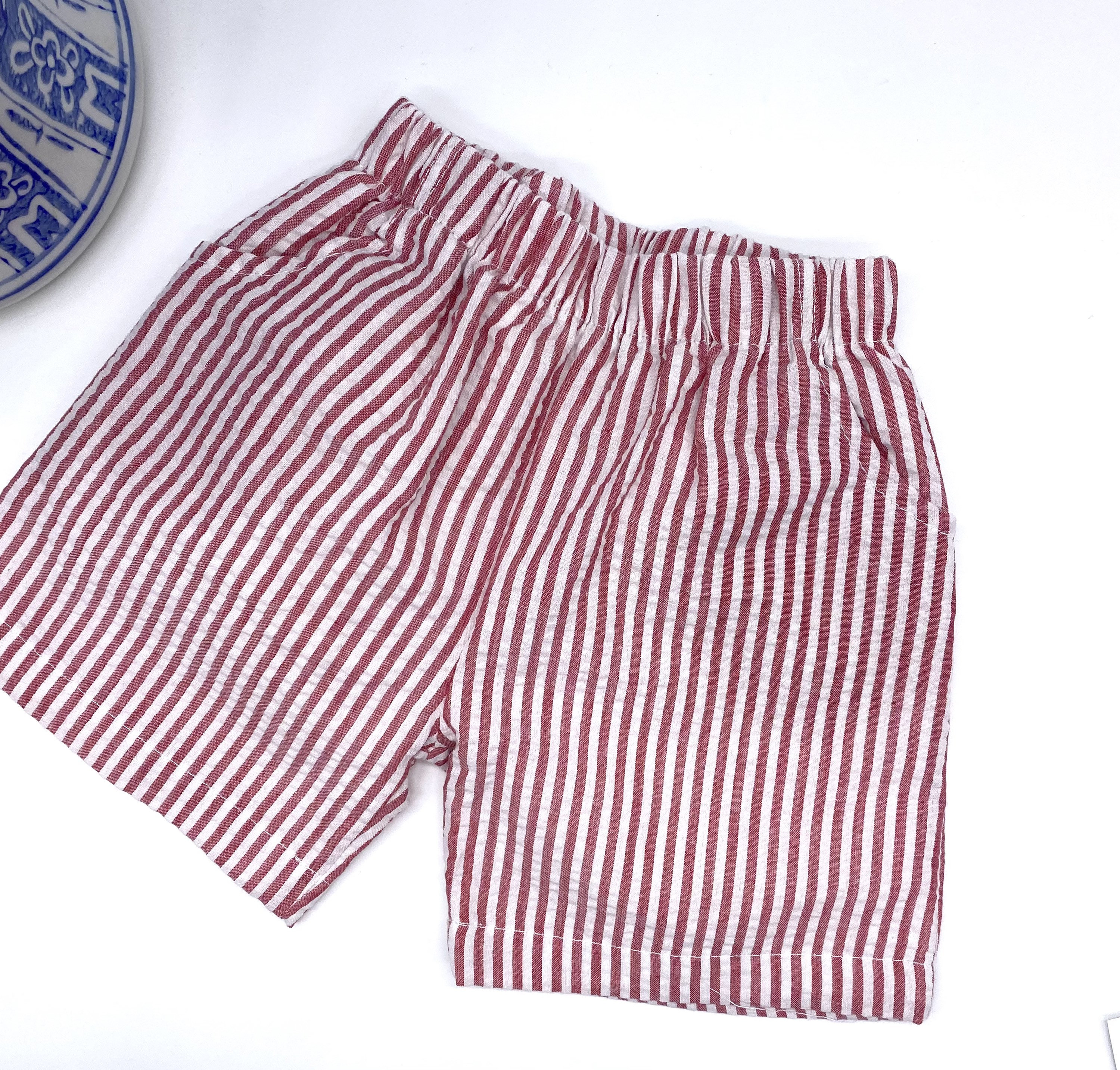 Short Femme Artisan NY Rouge Multicolore - Style Tweed Rayé, Taille 6 (32 Pouces)