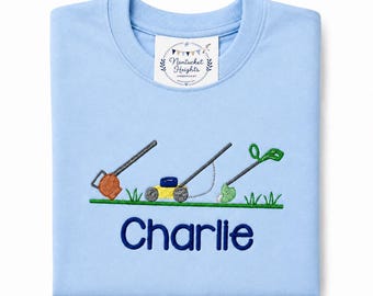 Lawn Mower T Shirt Toddler Boys LS or SS Boutique Quality Cotton Blue Custom Colors. 12 mo -10 yr