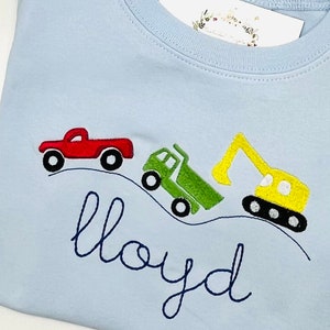 Road Construction Light Blue Personalized T Shirt Boys Toddler Boutique Quality Cotton SS. 12 mo, 18 mo, 2t, 3t, 4t, 5, 6