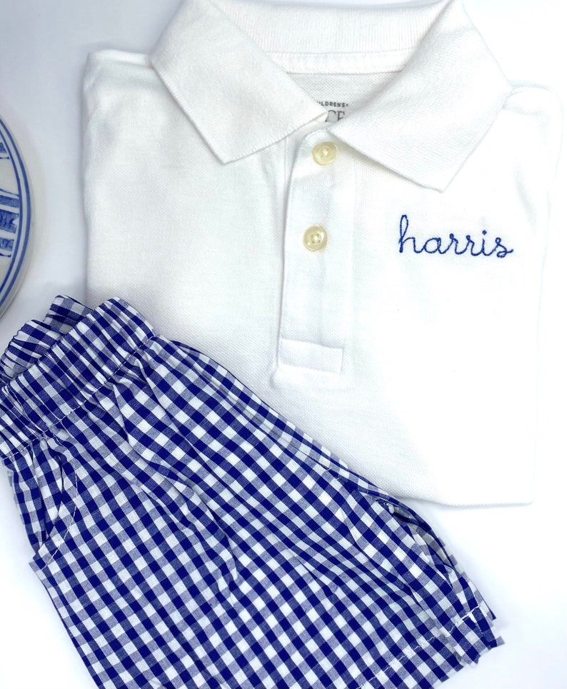 Boys White Polo Boys Toddler Name on Collar or chest. Shirt only. Quality Cotton Pique Sizes 18 mo, 2t, 3t, 4t, 5t, 5/6, 7/8, 10/12, 14/16 image 3