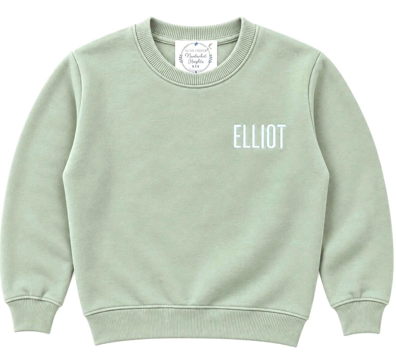 Personalized Sage Green Toddler Sweatshirt: Boutique Quality Cotton Sizes 12m - 8yr