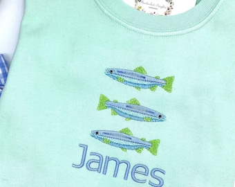 Boys Toddler Mint Green T Shirt Fish  Short Sleeve Boutique Quality. Custom Colors. 6 mo 12 mo, 18 mo, 2t, 3t, 4t, 5t, 6
