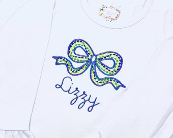Embroidered Girls Ruffle Shirt: Ruffle Sleeve Boutique Tee size 12m - 8 yrs Short Sleeve