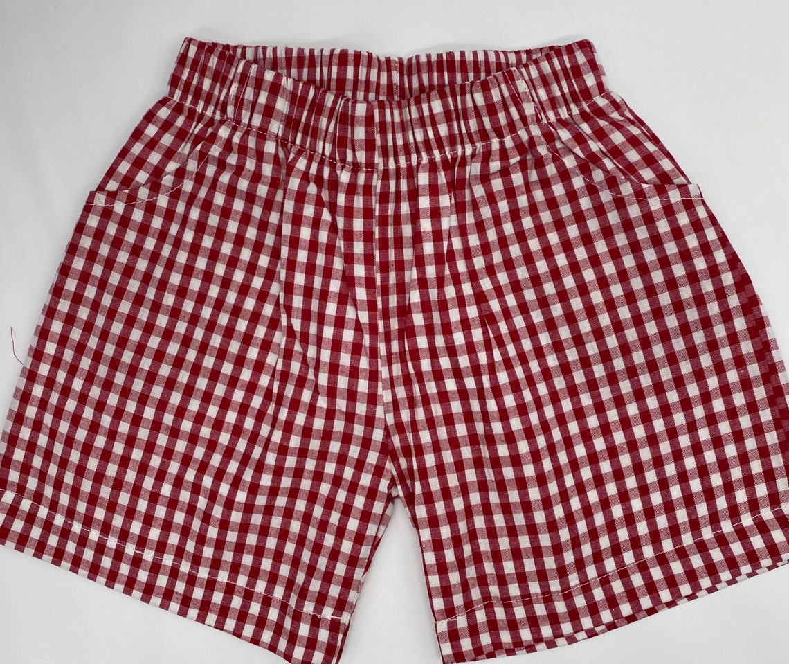 Boys Gingham Shorts Boutique Quality Cotton Blue Red or Etsy