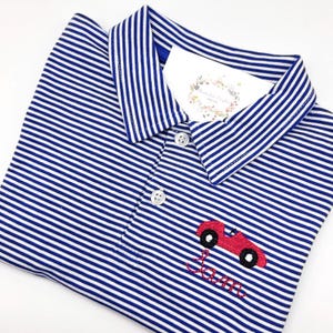 Boys Polo Royal Blue Stripe Short Sleeve Quality Soft Cotton Blend Sizes 18 mo, 2t, 3t, 4t, 5t, 6, 7, 8, 10