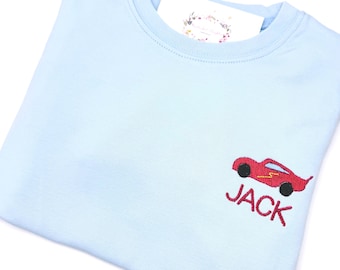 Boys Personalized Race Car T Shirt Boutique Quality Cotton Tee