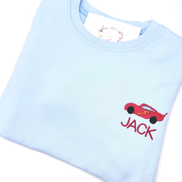Boys Personalized Race Car T Shirt Boutique Quality Cotton Tee