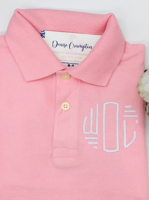 Monogrammed Pink Polo Boys Toddler Quality Cotton Pique Sizes 12 Mo 18 Mo 3t 4t 5t Etsy