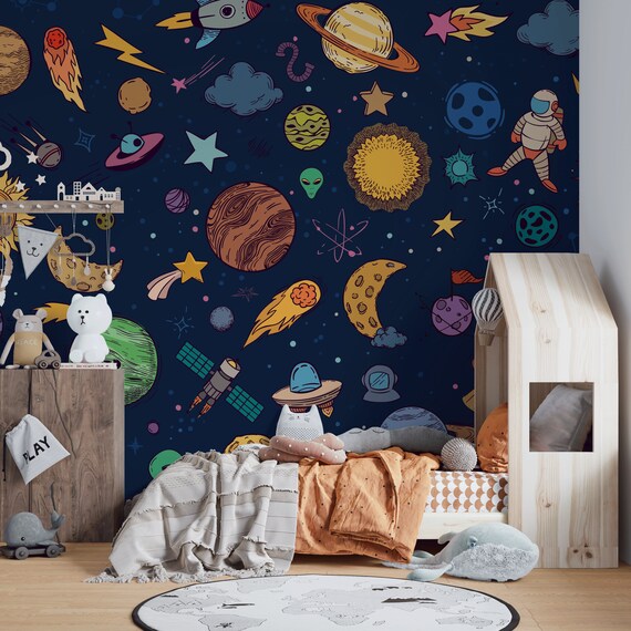 Space Wallpaper Peel and Stick Self Adhesive Astro Wall Mural Etsy