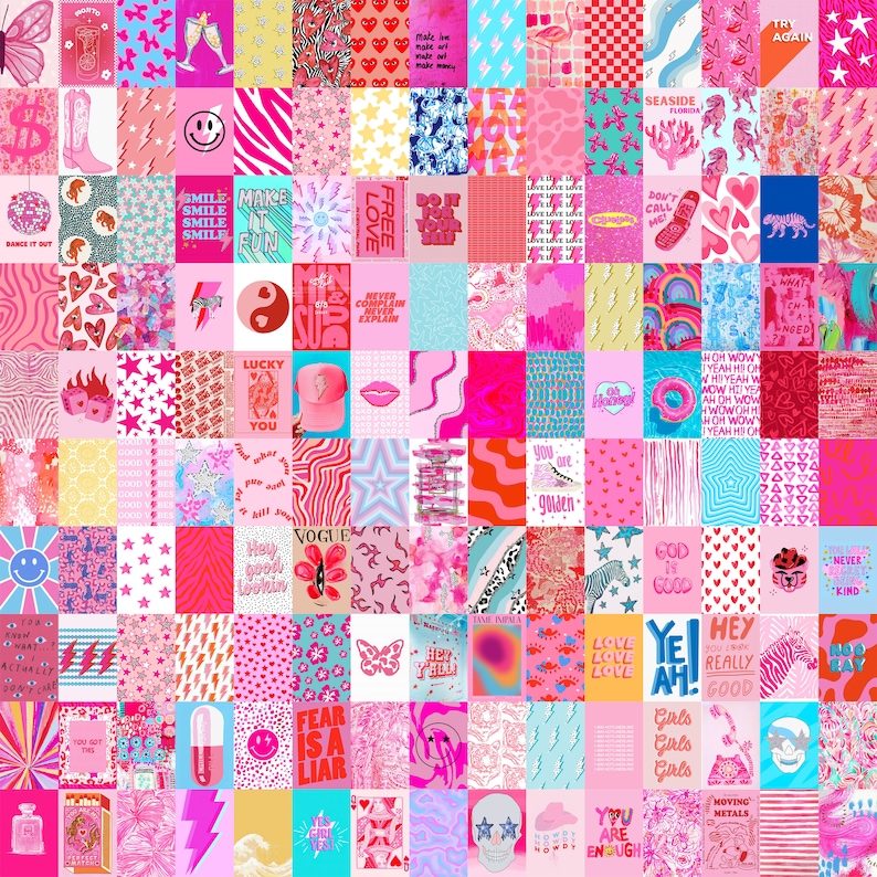 Rosa Preppy Wand-Collage - Preppy Zimmer Dekor, 150 JPGs Bild 2