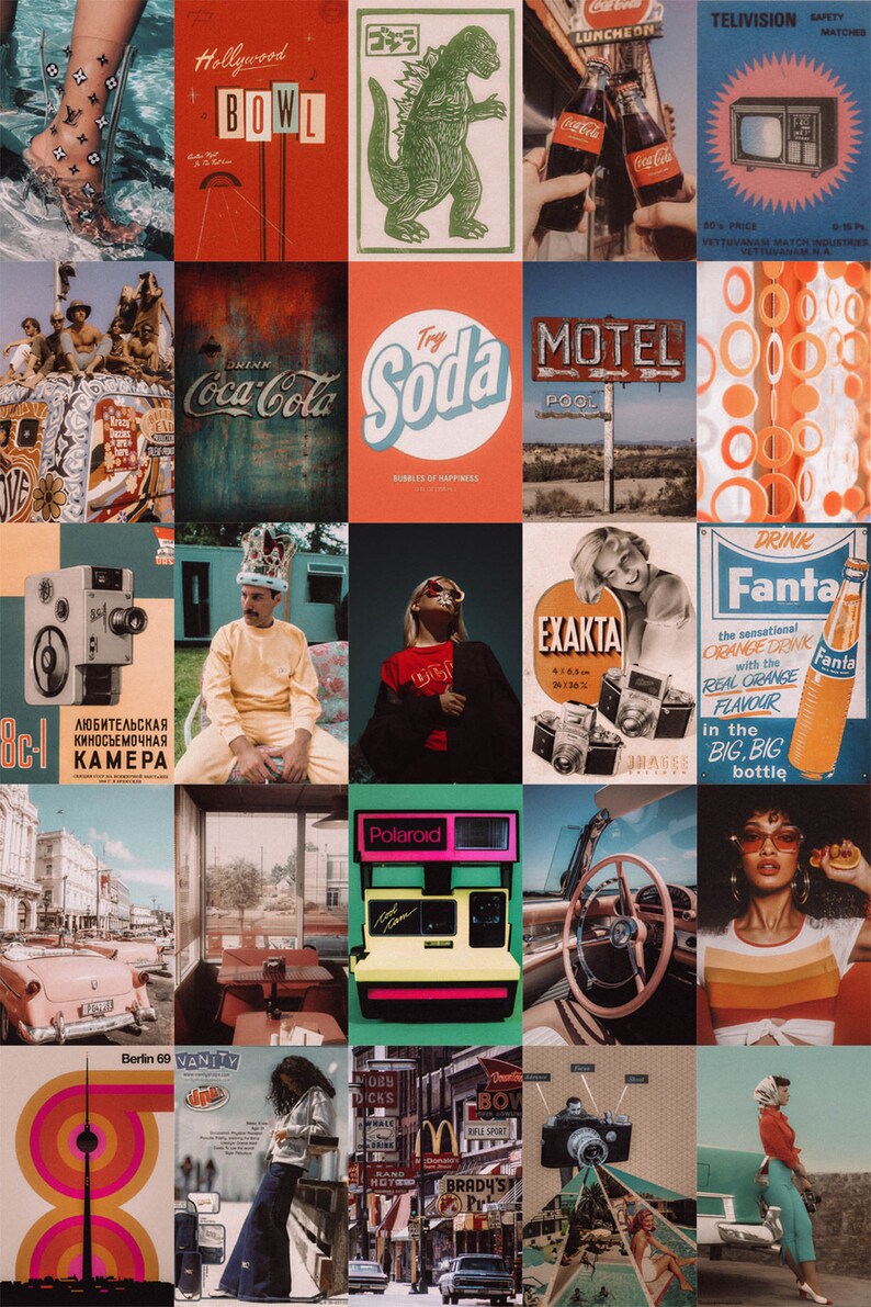 Vintage Collage Kit Aesthetic Room Decor Retro Aesthetic Wall Etsy