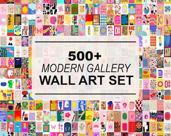 500+ druckbare Kunst, Maximalist Galeriewand Set, Dopamin-Dekor-Poster, abstrakter Kunstdruck, buntes Raumdekor digitaler Download