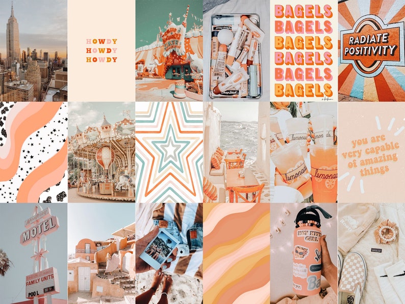 Peach Aesthetic Wall Collage Kit, Peach Aesthetic Room Decor, VSCO Aesthetic Collage, 100 JPGs Digital Download image 5