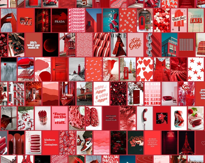 Boujee Red Wall Collage Kit Aesthetic Room Decor Red and - Etsy