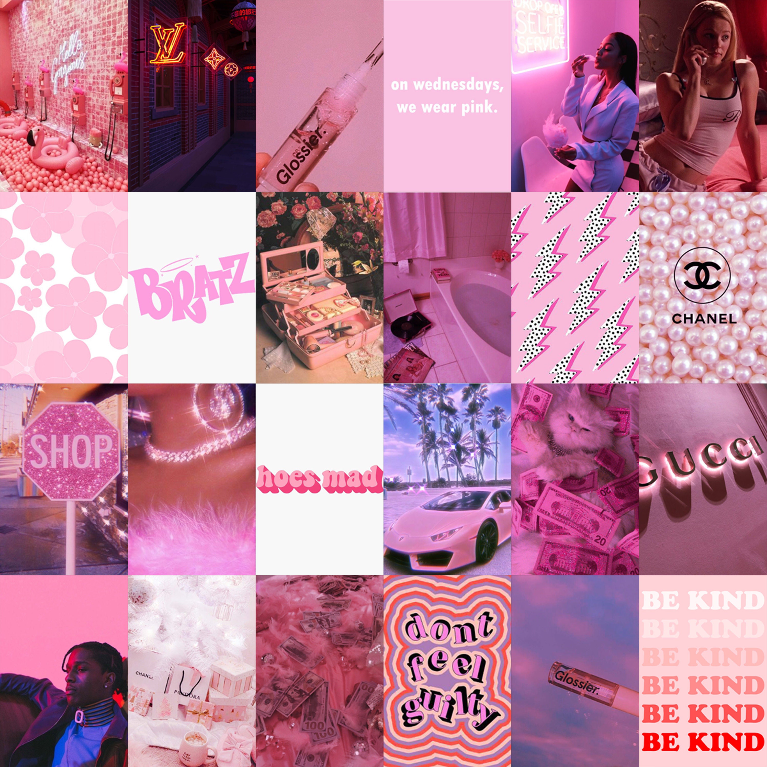 Boujee Pink Baddie Aesthetic Collage Collage Kit Pink Aesthetic Boujee ...