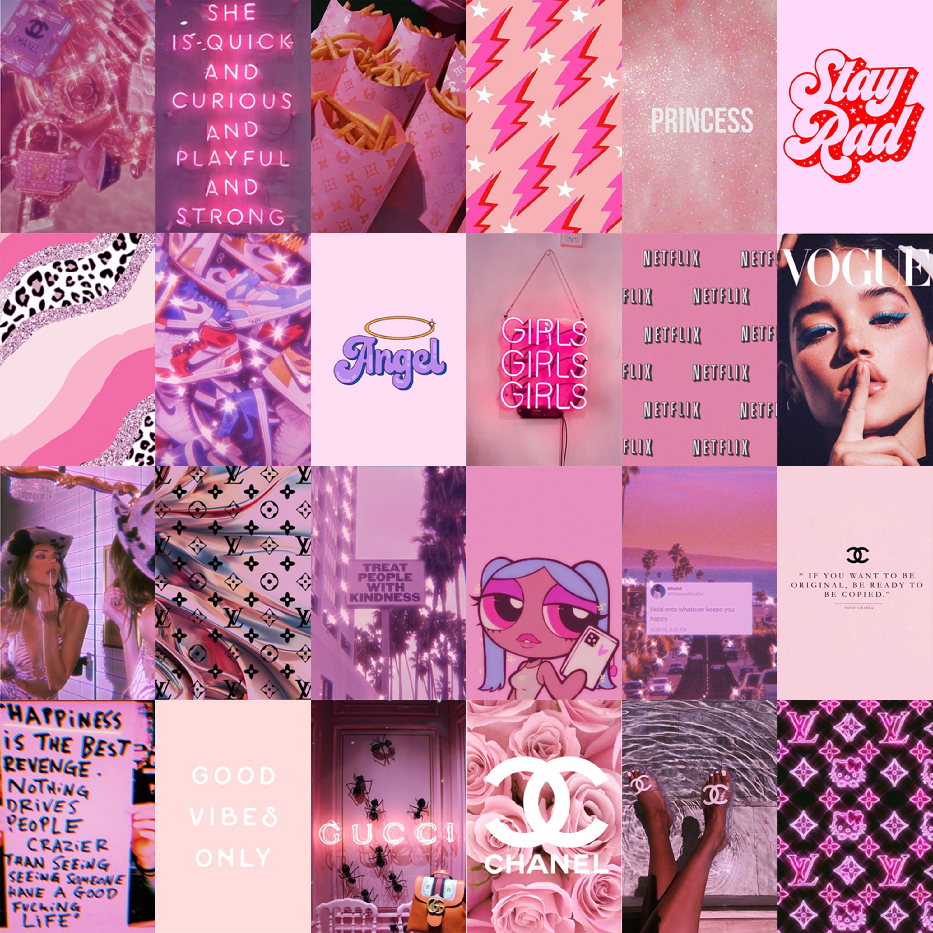 Boujee Pink Aesthetic Wall Decor Wall Collage Kit Digital Etsy Images