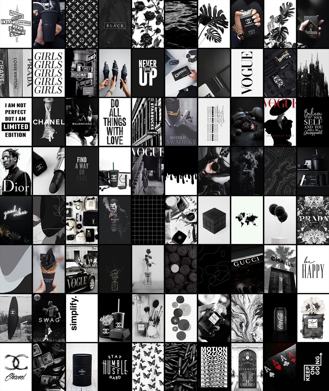 Black and White Aesthetic Wall Collage Kit Minimalist Room Etsy