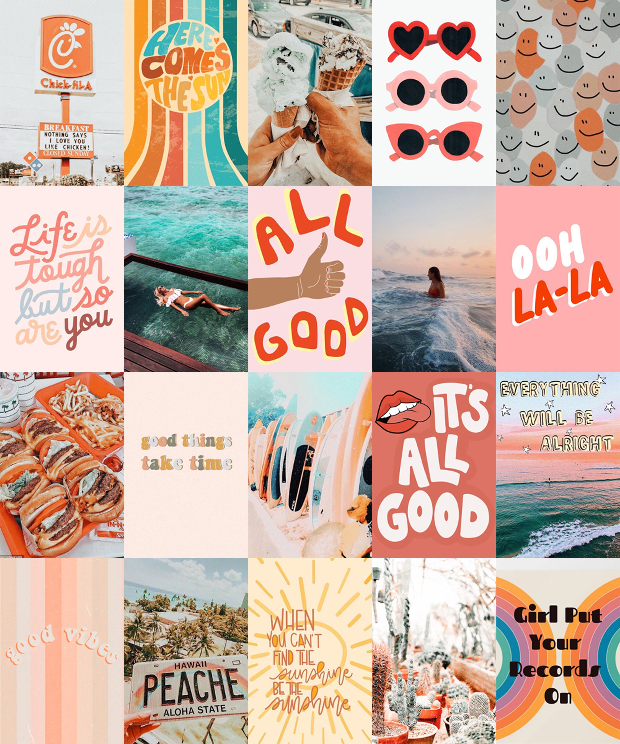 100 Jpgs Digital Download VSCO Peach Aesthetic Wall Collage Etsy