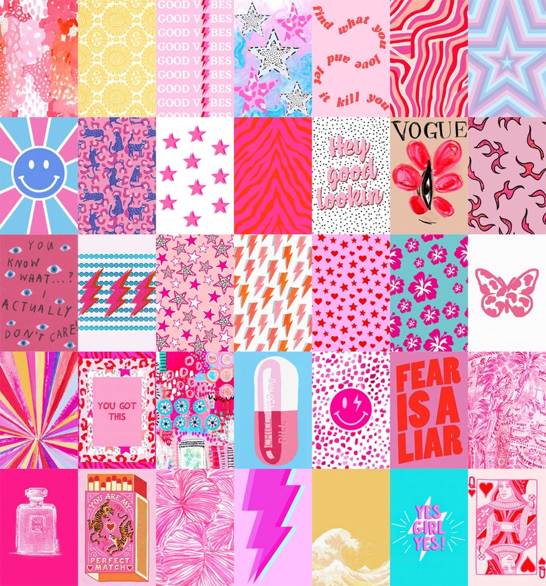 Rosa Preppy Wand-Collage - Preppy Zimmer Dekor, 150 JPGs Bild 5