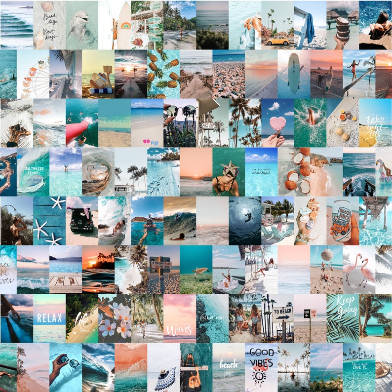 Summer Vibes Beach Wall Collage Kit Aesthetic Collage Kit - Etsy