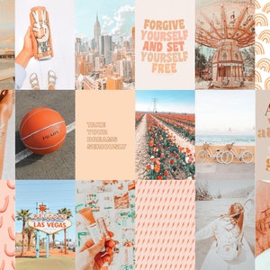 Peach Aesthetic Wall Collage Kit, Peach Aesthetic Room Decor, VSCO Aesthetic Collage, 100 JPGs Digital Download image 3