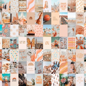 Peach Aesthetic Wall Collage Kit, Peach Aesthetic Room Decor, VSCO Aesthetic Collage, 100 JPGs Digital Download image 1