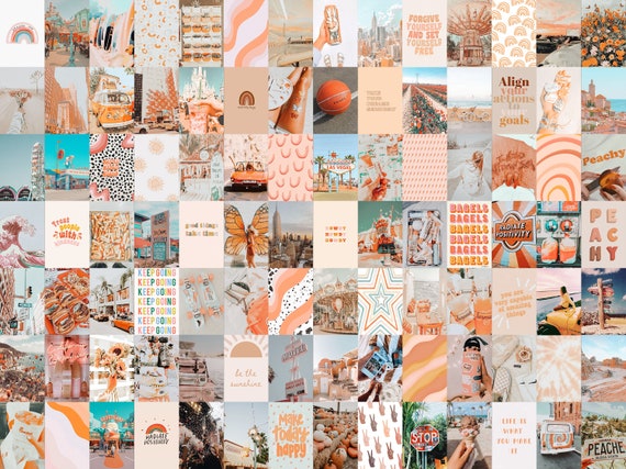Peach Aesthetic Wall Collage Kit Peach Aesthetic Room Decor VSCO