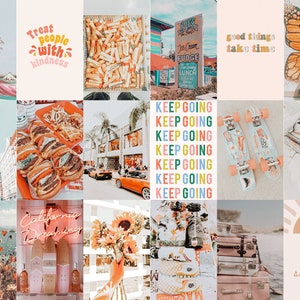 Peach Aesthetic Wall Collage Kit, Peach Aesthetic Room Decor, VSCO Aesthetic Collage, 100 JPGs Digital Download image 4