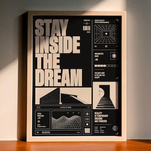Stay Inside The Dream-affisch, alternativ rumsdekor, Dreamcore-väggkonst, Liminal Space-affisch, digital nedladdning