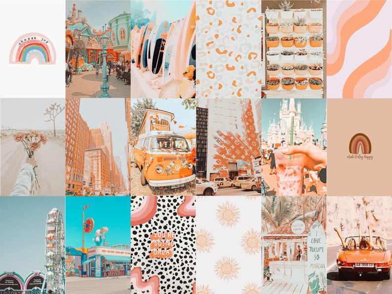 Peach Aesthetic Wall Collage Kit, Peach Aesthetic Room Decor, VSCO Aesthetic Collage, 100 JPGs Digital Download image 2