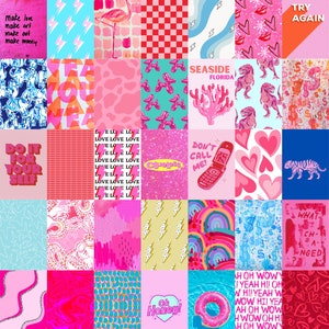 K&ouml;nnte beinhalten: Eine Collage aus 25 bunten digitalen Illustrationen mit verschiedenen Mustern und Texten. Die Illustrationen beinhalten Herzen, Blitze, Regenb&ouml;gen, Sterne und Tiere. Der Text enth&auml;lt S&auml;tze wie "Do it for yourself", "Love Love Love", "Clueless", "Don't call me", "Try again", "Oh Honey" und "Whatcha singin".