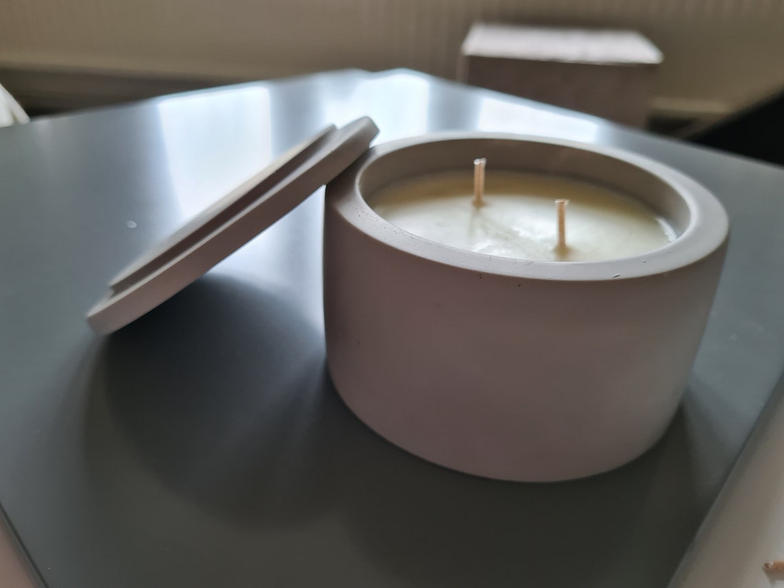 Jesmonite Pot Candle with Lid Solid Grey Etsy